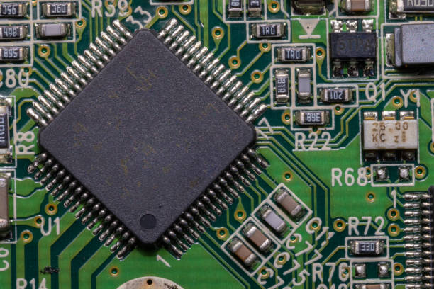 istock Close up details of a circuit board device 1704607801