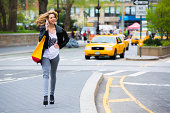 Young woman shopping in New York City