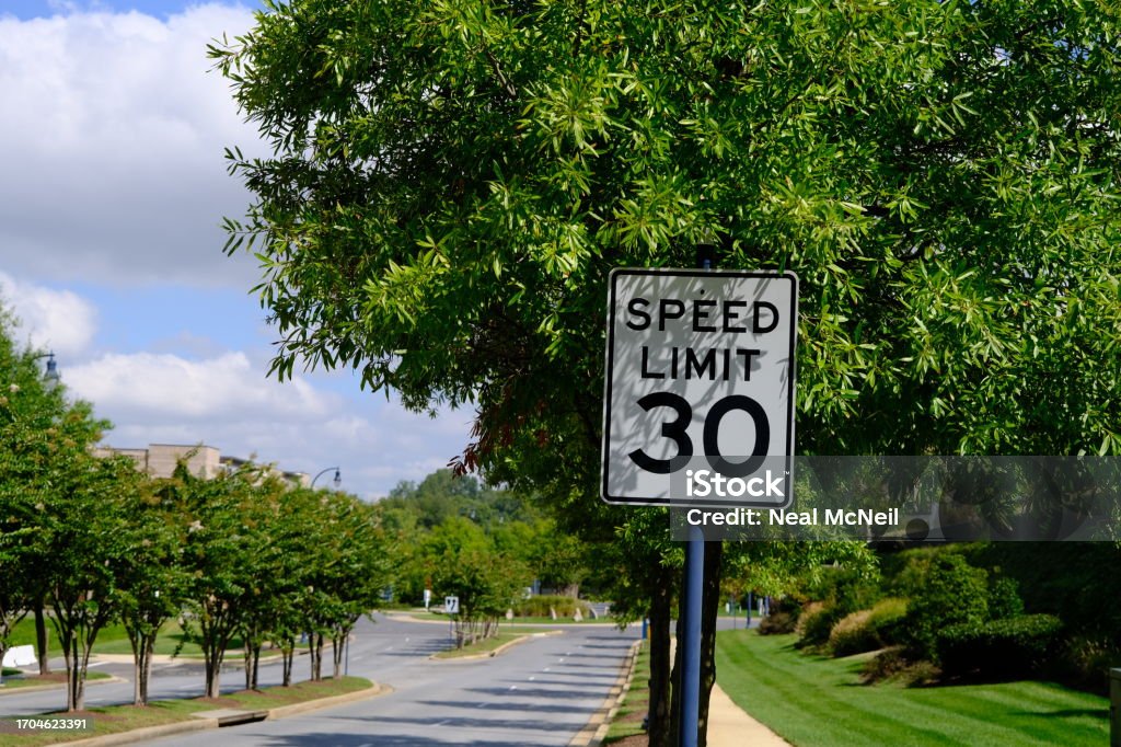 Road Signs "Speed Limit 30" road sign Speed Limit Sign Stock Photo