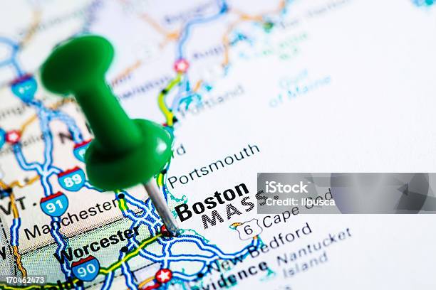 Estados Eua No Mapa Massachussets - Fotografias de stock e mais imagens de Mapa - Mapa, Massachusetts, Alfinete