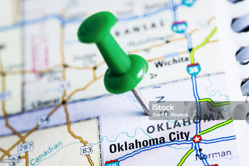 USA członkowskie na mapie: Stan Oklahoma - Zbiór zdjęć royalty-free (Mapa)