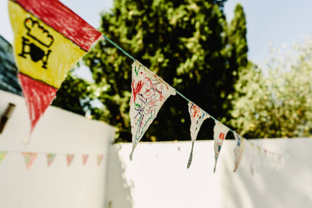 istock Pennants painted by children to play in summer 1704648404