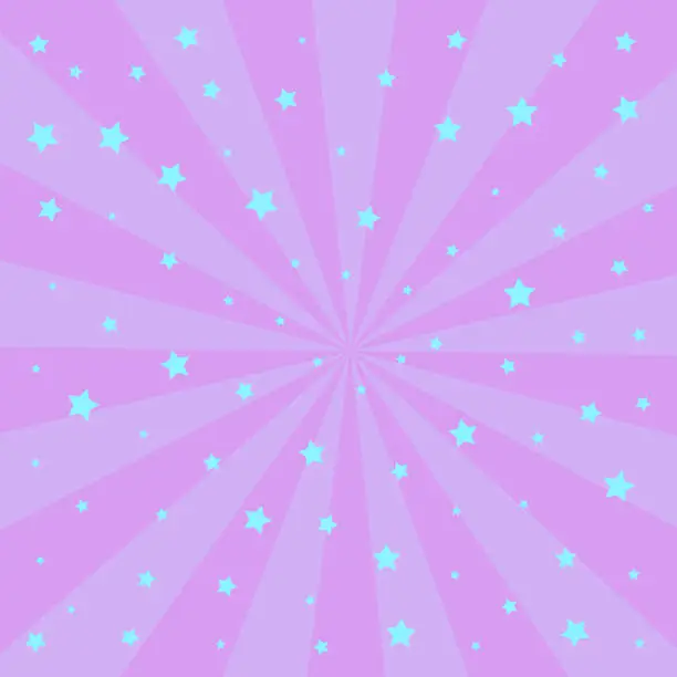 Vector illustration of Swirling radial pattern stars background. Vortex starburst spiral twirl square. Helix rotation rays.