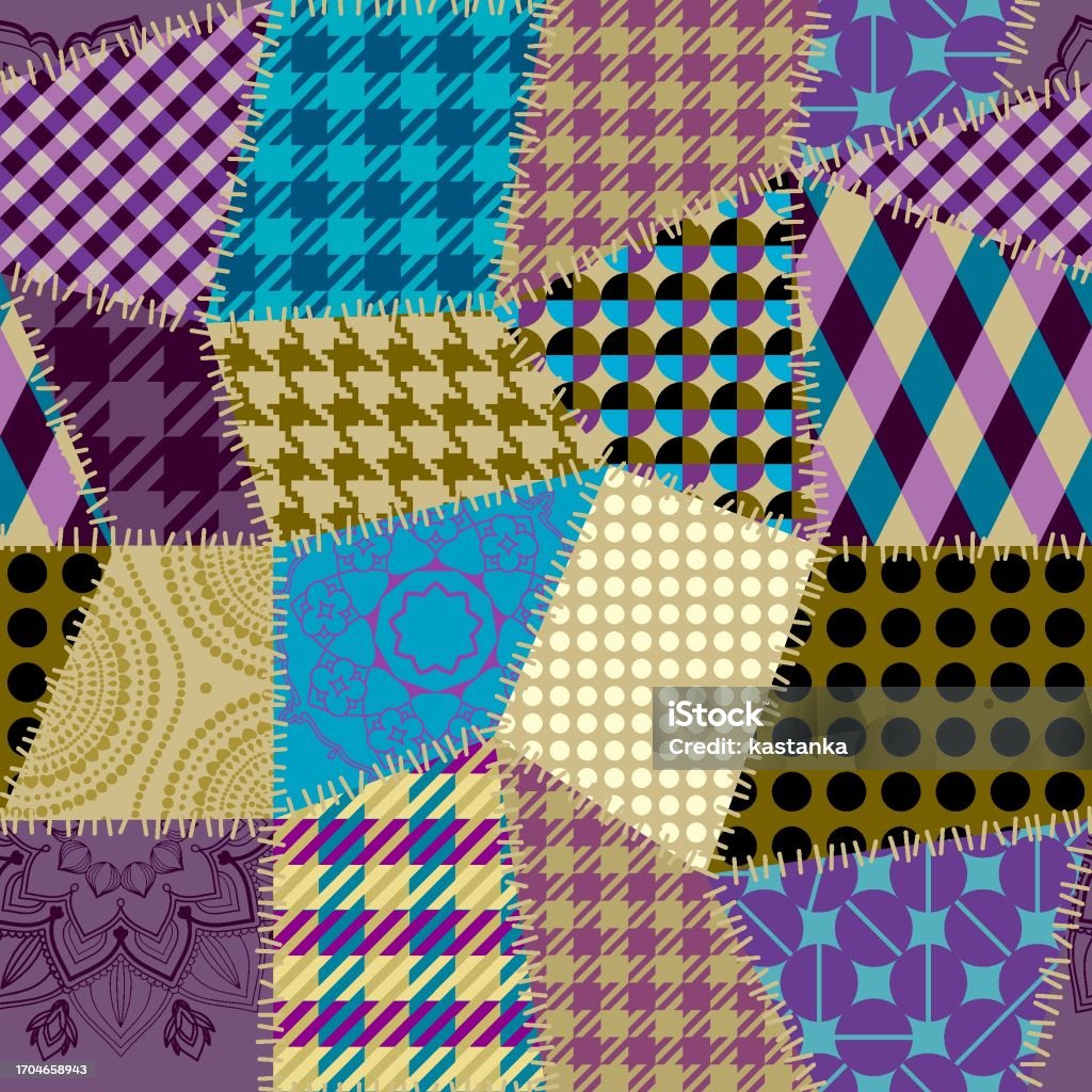Patchwork Patton Textille Patchwork Pattern Seamless Vector Image Stock Illustration ...