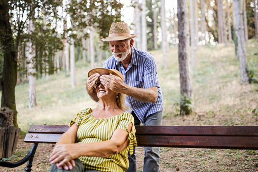 Happy senior couple enjoying outdoor at park