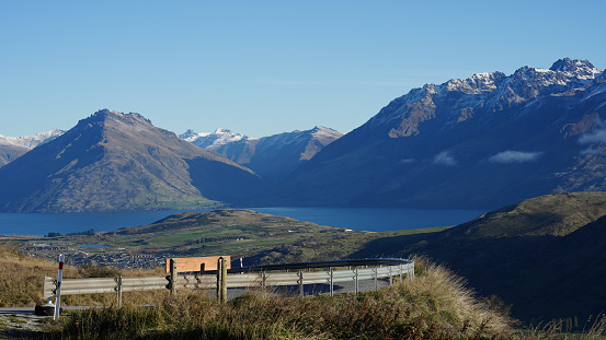 Views from the scenic drive to the Remarkables ski field in Queenstown, New Zealand