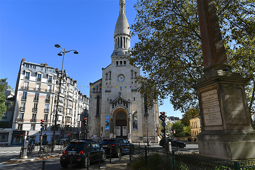 Paris, France-09 24 2023: Church in the Auteuil district of Paris, france.