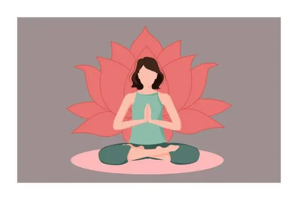 Vector illustration of Woman sitting in a meditation position.