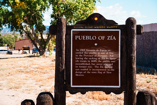 Welcome Sign at Entrance of Zia Indian Reservation Near Albuquerque New Mexico
