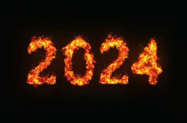 The year 2024 spelt out in fire and flames