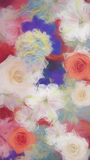 Vertical Video - Abstract Floral Watercolor Painting Flowers Background