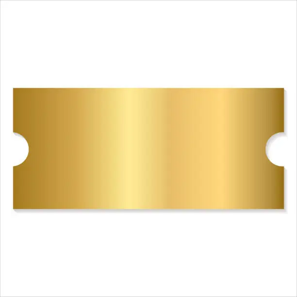 Vector illustration of blank golden coupon or ticket. Golden sticker