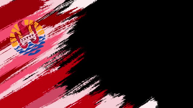French Polynesia flag paint brush on black background, The concept of drawing, brushstroke, grunge background, paint strokes, dirty, national, independence, patriotism, election, template, oil painting, pastel colored, cartoon animation,