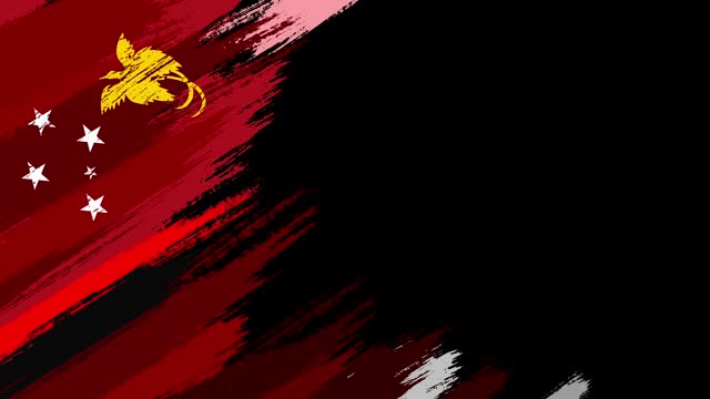Papua New Guinea flag paint brush animation, The concept of drawing, brushstroke, grunge background, paint strokes, dirty, national, independence, patriotism, election, template, oil painting, pastel colored, cartoon animation, textured effect,