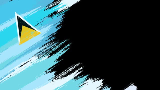 Saint Lucia flag paint brush animation, The concept of drawing, brushstroke, grunge background, paint strokes, dirty, national, independence, patriotism, election, template, oil painting, pastel colored, cartoon animation, textured effect,