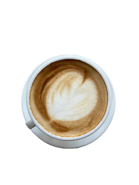 istock A coffee with heart patern in white cup. White background. 1704915527