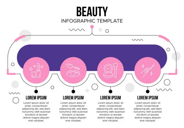 Vector illustration of Glamour & Style Infographic Template: Makeup, Skincare, Perfume, Beauty Tools