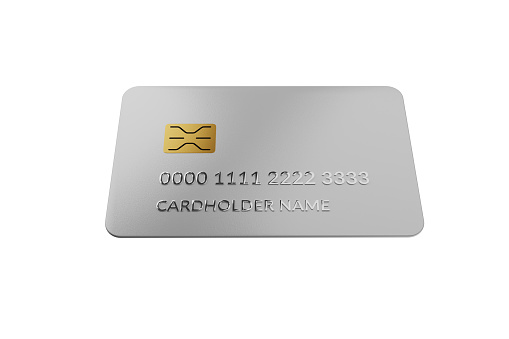 White plastic Bank credit card with chip isolated 3d render