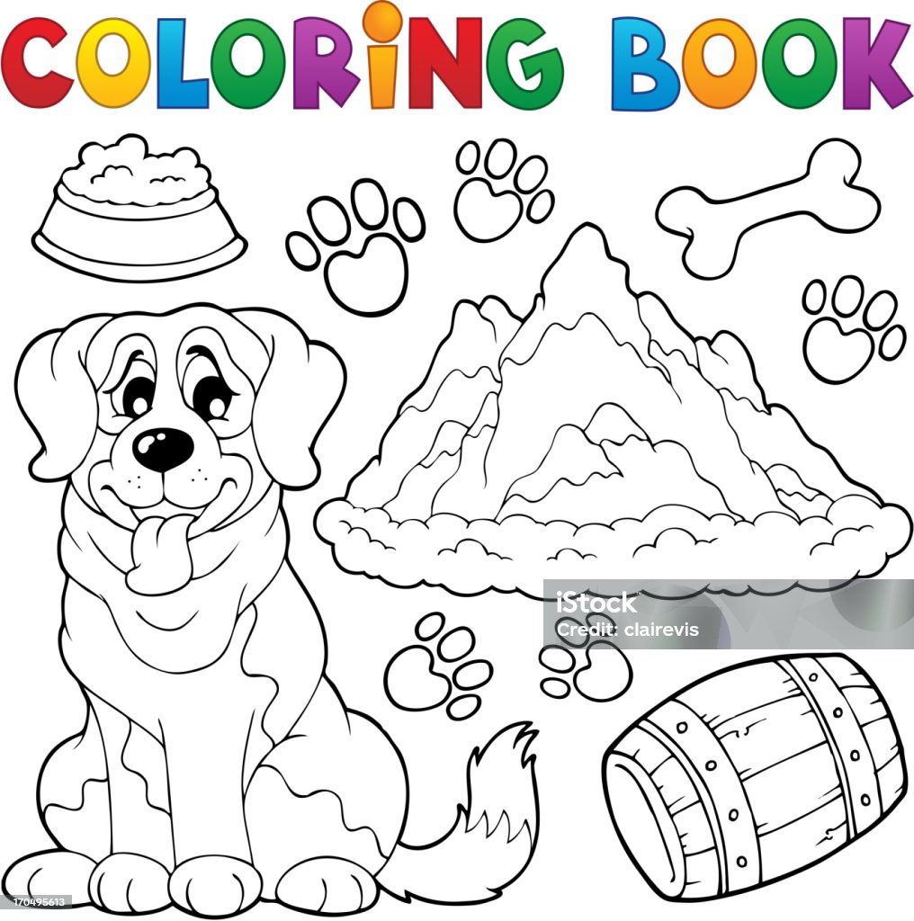 Livro de colorir cachorro tema 7 - Vetor de Animal royalty-free