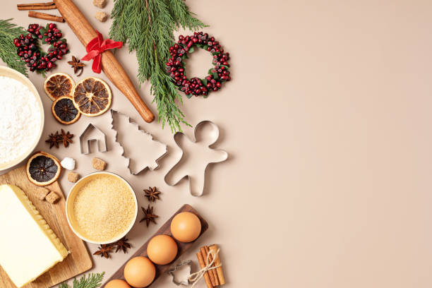 istock Christmas cookie baking background. Festive cooking, xmas homemade biscuits, recipes for holidays concept 1704991432