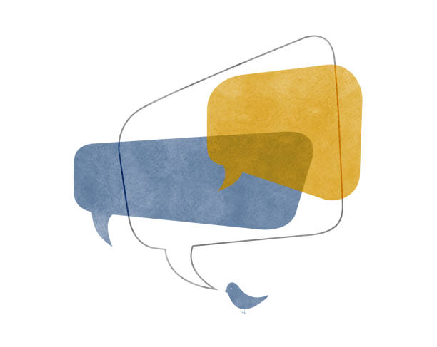 Three Overlapping Speech Bubbles Three overlapping speech bubbles with bird on a white background bird quotes stock illustrations