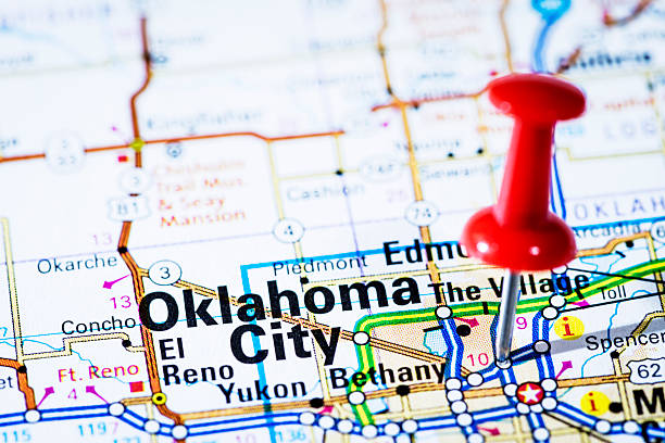 istock US capital cities on map series: Oklahoma City, Oklahoma- OK 170509909