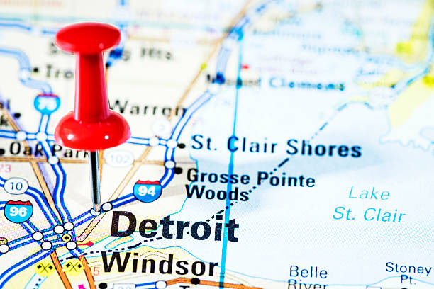 istock US cities on map series: Detroit, Michigan 170510036