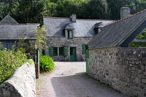 Plévenon, Côte du Goëlo, France, September 6, 2023 - Typical stone farmhouse in Brittany
