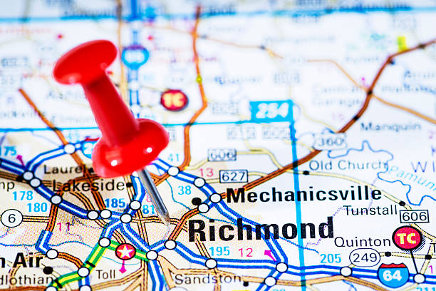 istock US capital cities on map series: Richmond, Virginia, VA 170512474