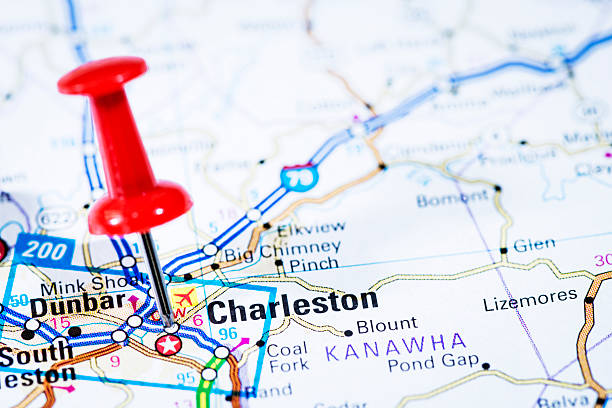 istock US capital cities on map series: Charleston, West Virginia, WV 170512547