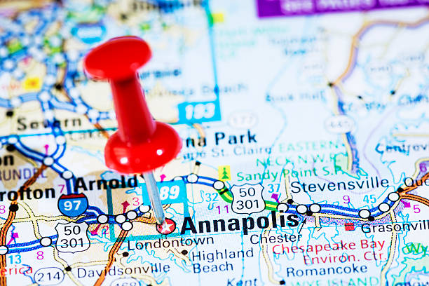istock US capital cities on map series: Annapolis, Maryland, MD 170512551