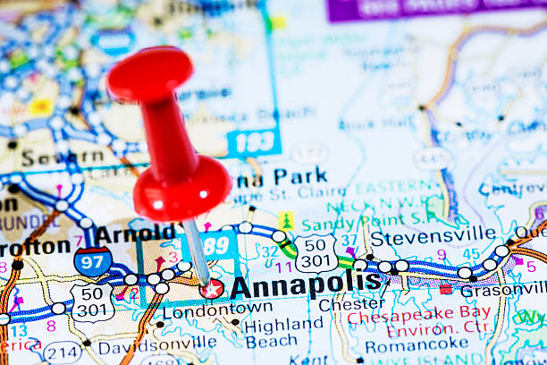 US capital cities on map series: Annapolis, Maryland, MD US capital cities on map series: Annapolis, Maryland, MD maryland us state photos stock pictures, royalty-free photos & images