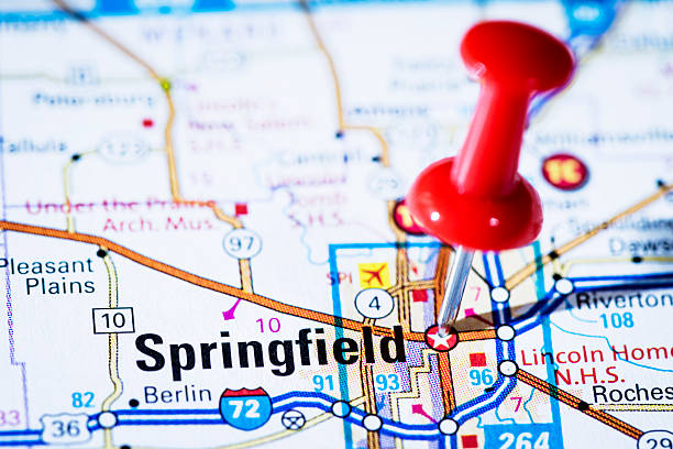 istock US capital cities on map series: Springfield, Illinois, IL 170512568