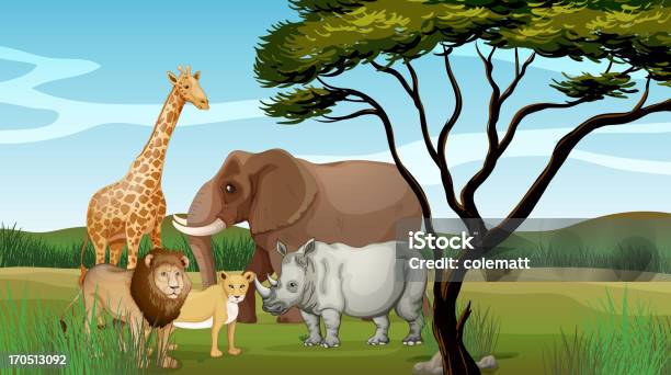 恐ろしい動物がジャングルで - ゾウのベクターアート素材や画像を多数ご用意 - ゾウ, 動物 キリン, 激怒