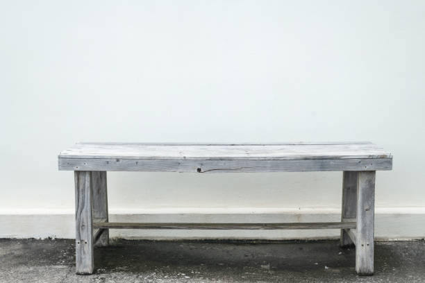 Wooden chair and white wall background