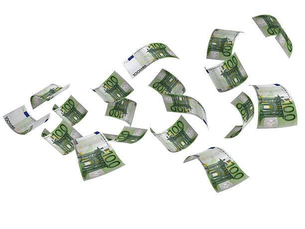 Flying Euro Banknotes  european union euro note stock pictures, royalty-free photos & images