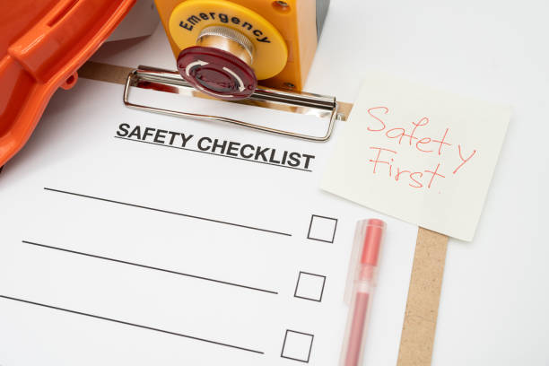 istock Safety First Text Note. Blank checklist paper during safety audit and risk verification. 1705220086