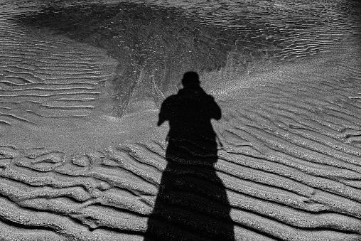 My shadow on the beach.