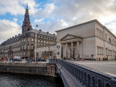 Town Hall in Copenhagen with traffic