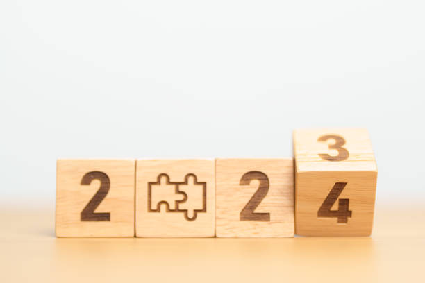 istock 2024 block with jigsaw puzzle icon. Business Process, Team, teamwork, Goal, mission, Resolution, strategy, plan, Action, partnership, and New Year start 1705249822