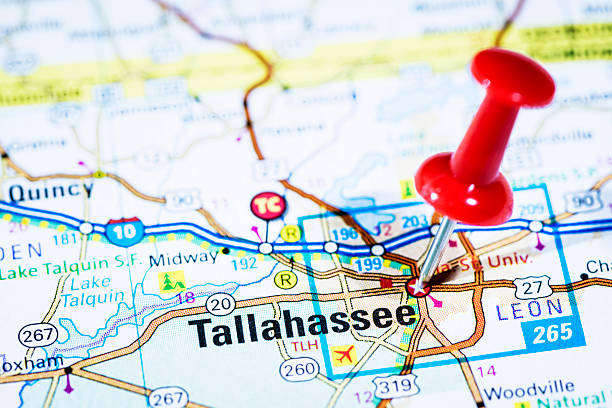 istock US capital cities on map series: Tallahassee, Florida, FL 170525886