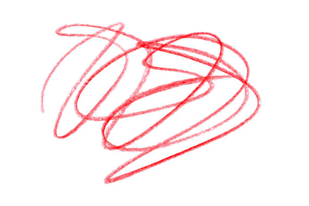 istock Red pencil strokes isolated on white background. 1705270572