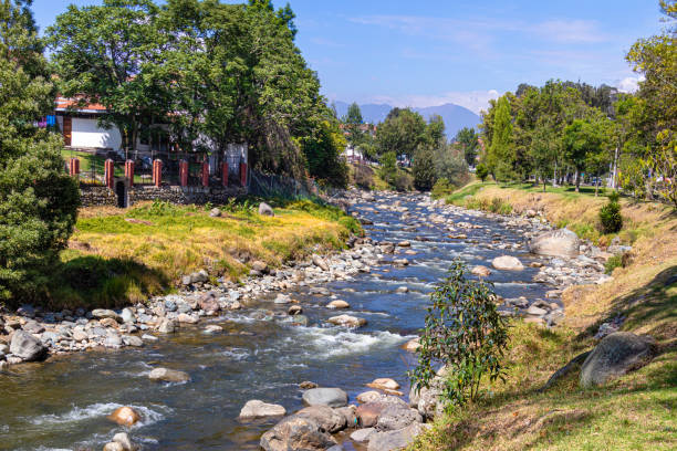 The Tomebamba mountain river crosses the city Cuenca, Ecuador.