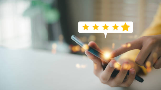 istock User give rating to service experience on online application, Customer review satisfaction feedback survey concept, Customer can evaluate quality of service leading to reputation ranking of business. 1705283612