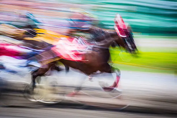 At the racetrack, motion blur.