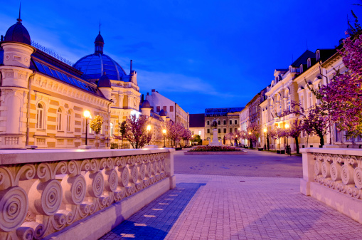 Eger Old Town view in night