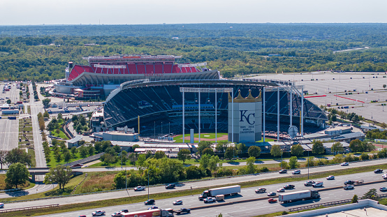 Seacaucus, NJ United States - July 19, 2014: This is a view of MetLife Arena from the parking lot facing the Pepsi Gate on a hazy summer day.