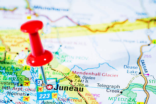 istock US capital cities on map series: Juneau, Alaska, AK 170535626