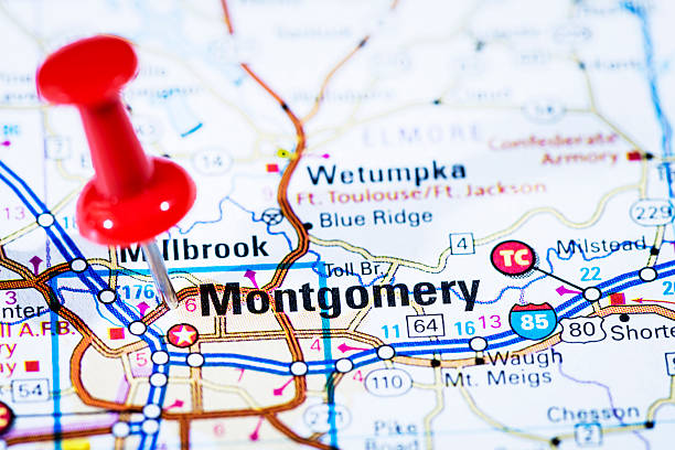 istock US capital cities on map series: Montgomery, Alabama, AL 170535645