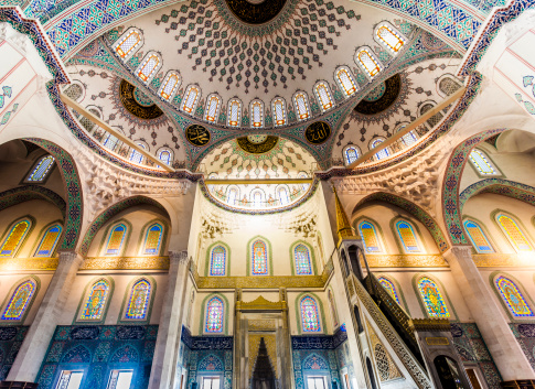 Inside view of domes of Kocatepe mosque in Ankara - Turkey.